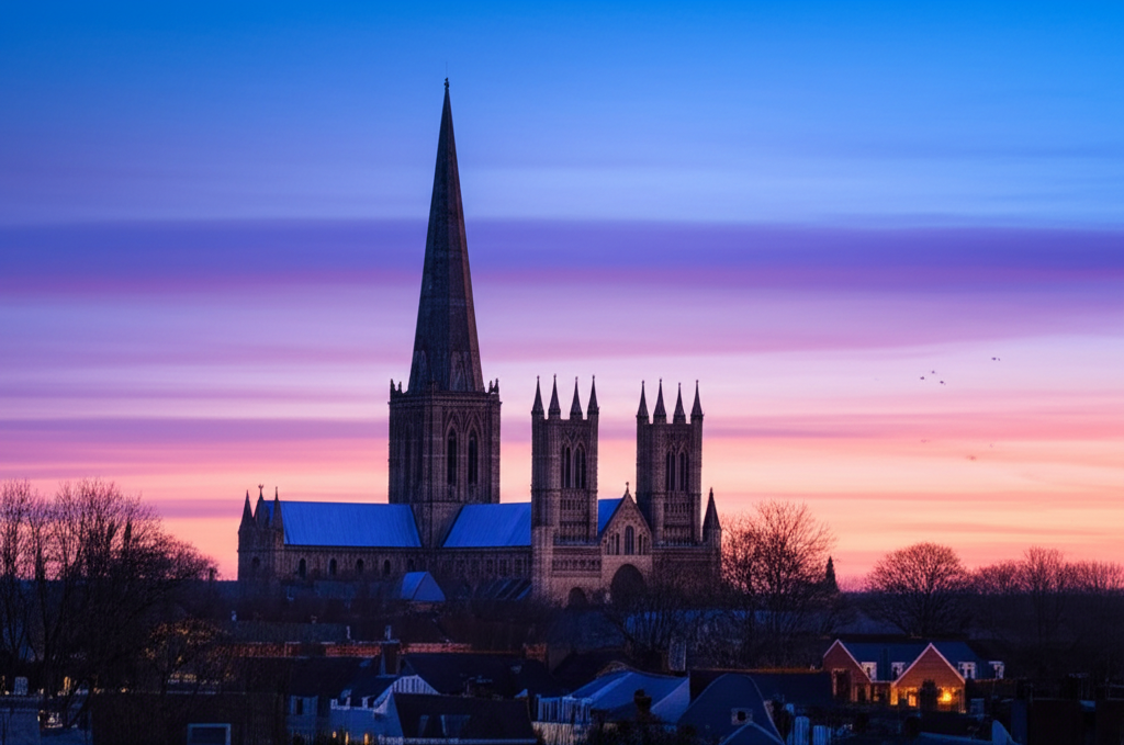 Lincoln Cathedral and city skyline with graduate accommodation